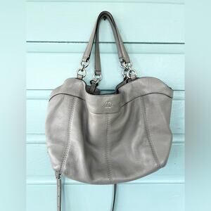 Coach Lexy Gray Leather Satchel Shoulder Bag